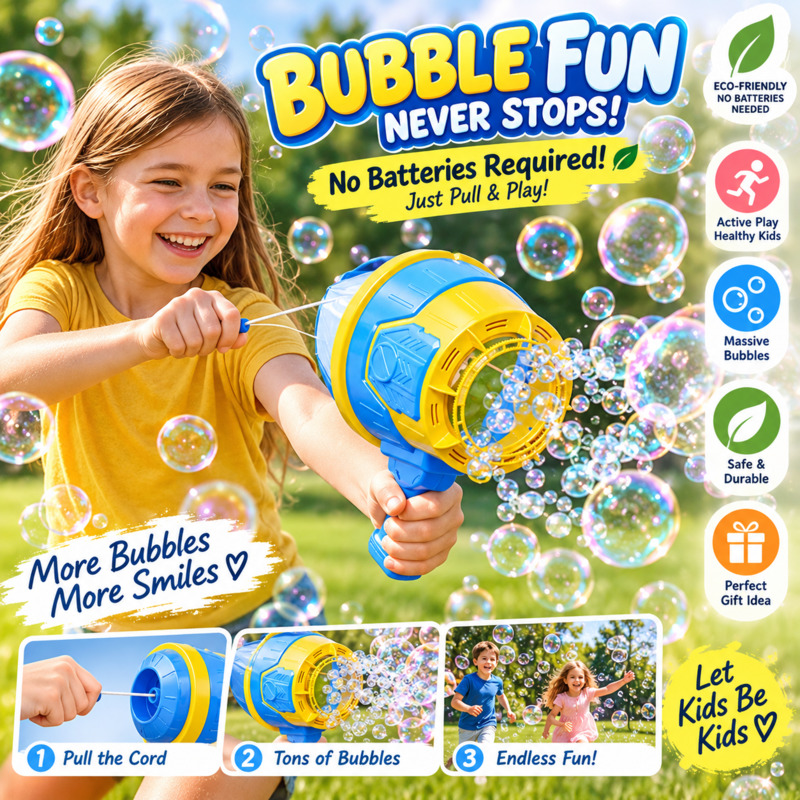 Kids Outdoor Easter Gifts - Battery Free Bubble Gun Machine, Kids