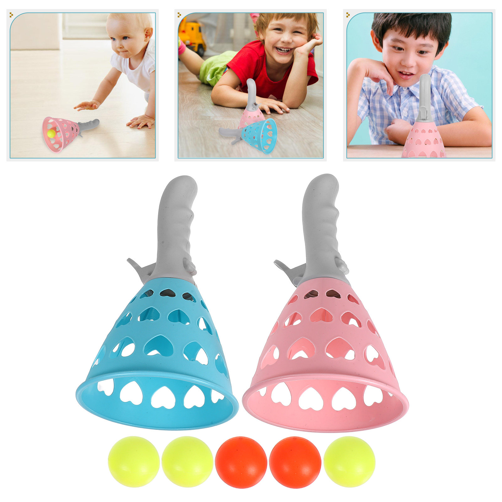 Kids Outdoor Yard Toys - 1Set Dual Player Catch Ball Toss