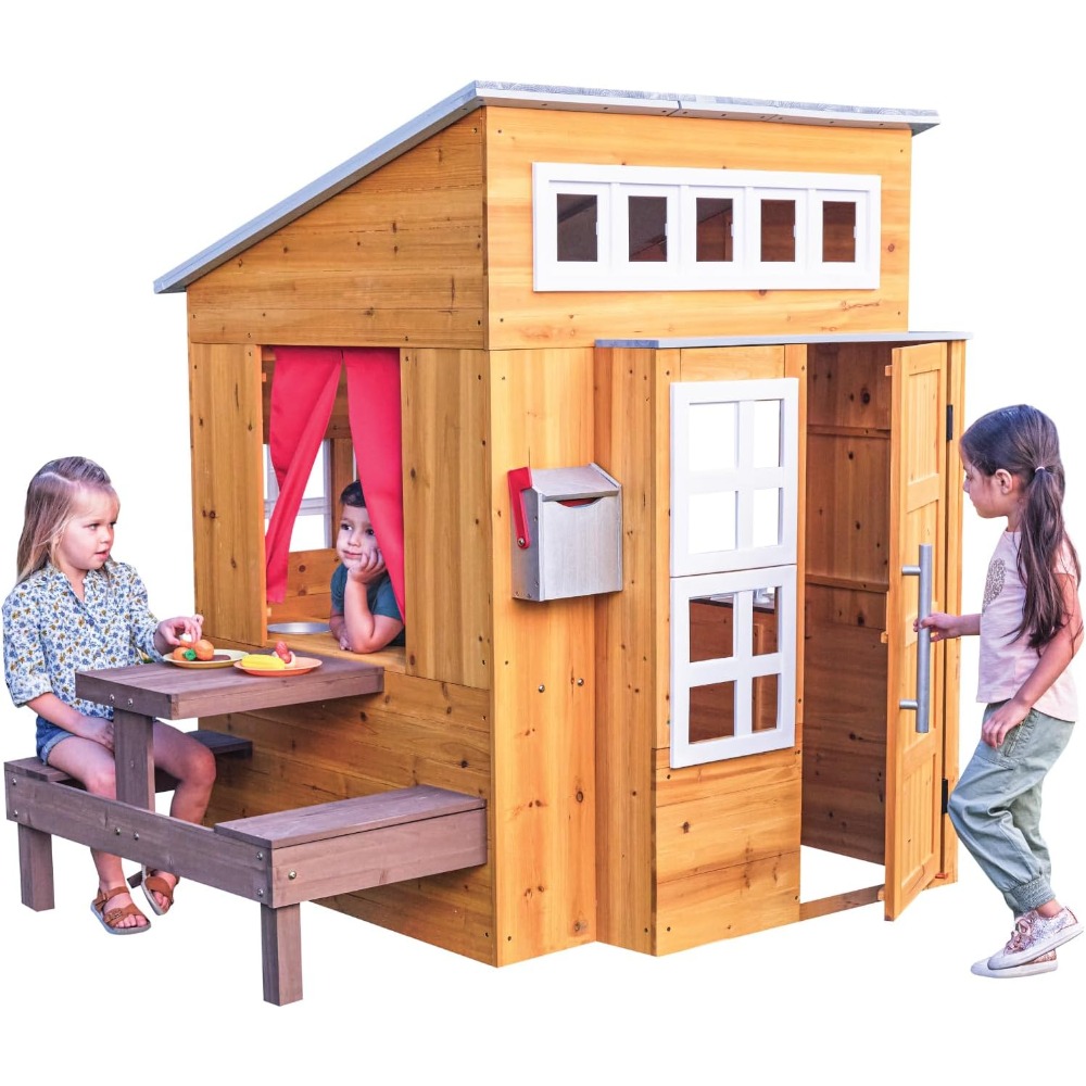 Modern Outdoor Wooden Playhous - Kids Outdoor Grill Set 评论和价格