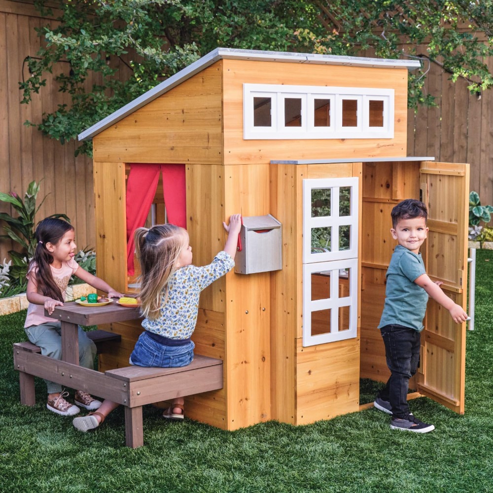 Modern Outdoor Wooden Playhous - Kids Outdoor Grill Set 评论和价格