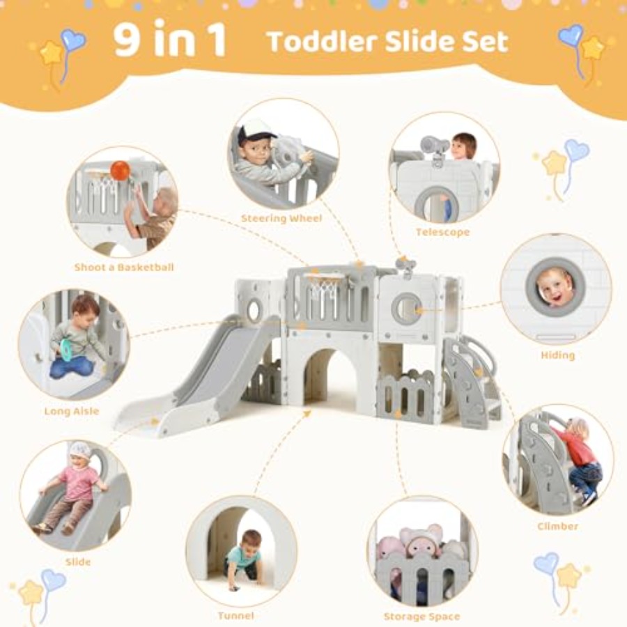 9 in 1 Toddler Slide Set, Larg - Kids Outdoor Gear 评论和价格