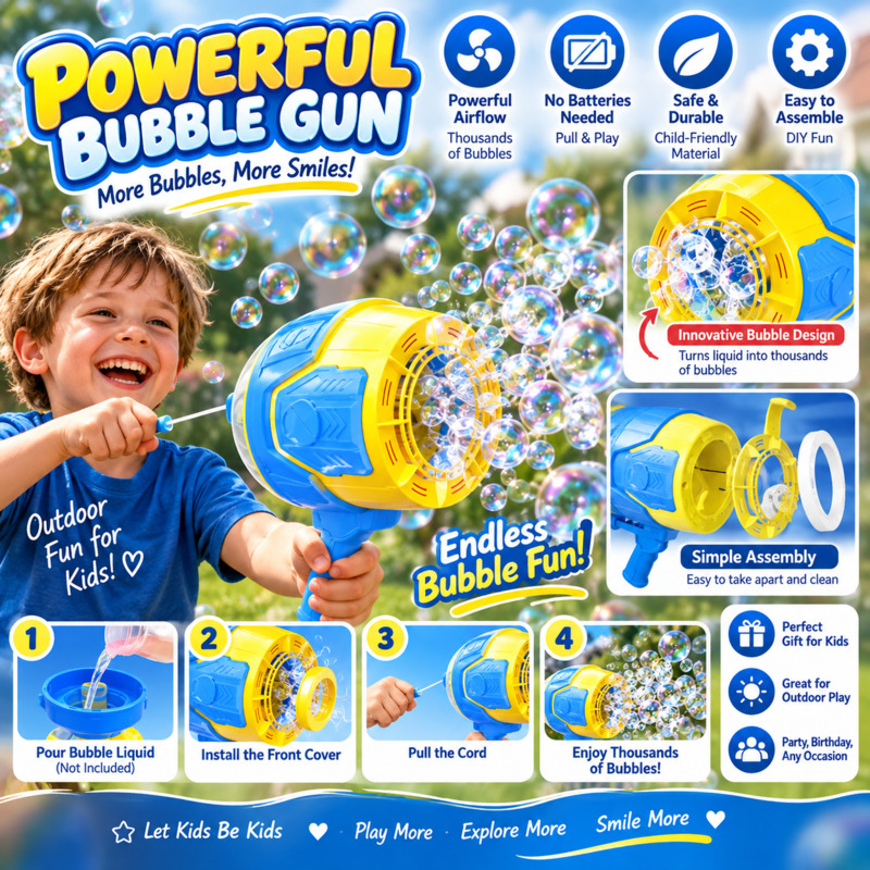 Battery Free Bubble Gun Machin - Kids Outdoor Easter Gifts 评论和价格