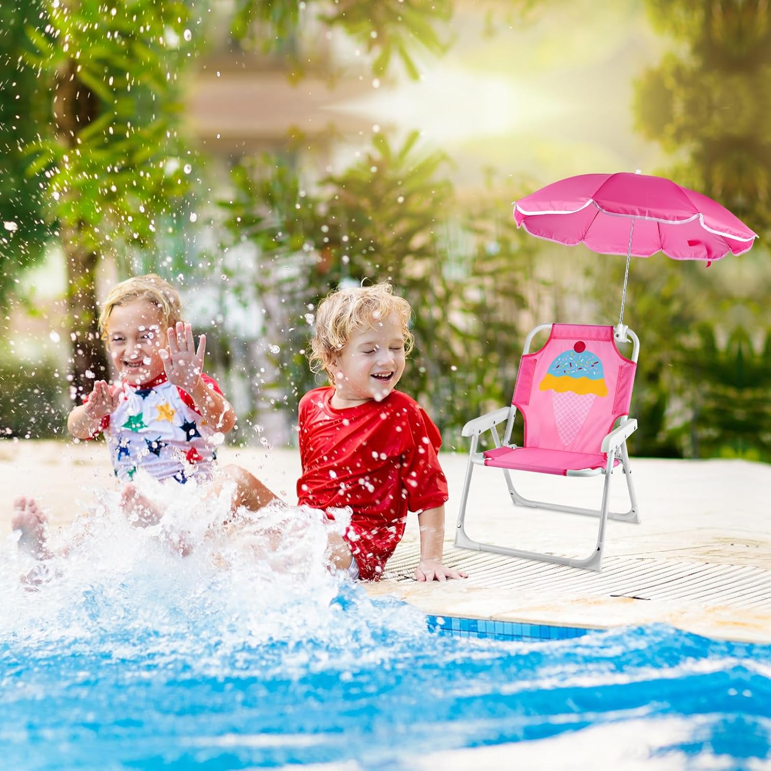 1 Set Folding Beach Chair with - Kids Outdoor Lounge Chair 评论和价格