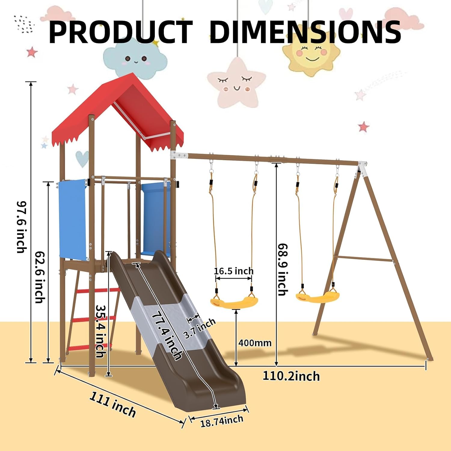 Metal Swing Set for Kids with  - Kids Outdoor Garden Set 评论和价格