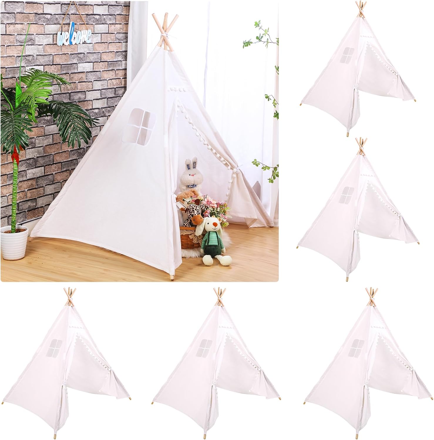 Windyun 6 Pcs Kids Teepee Tent - Kids Outdoor Teepee 评论和价格