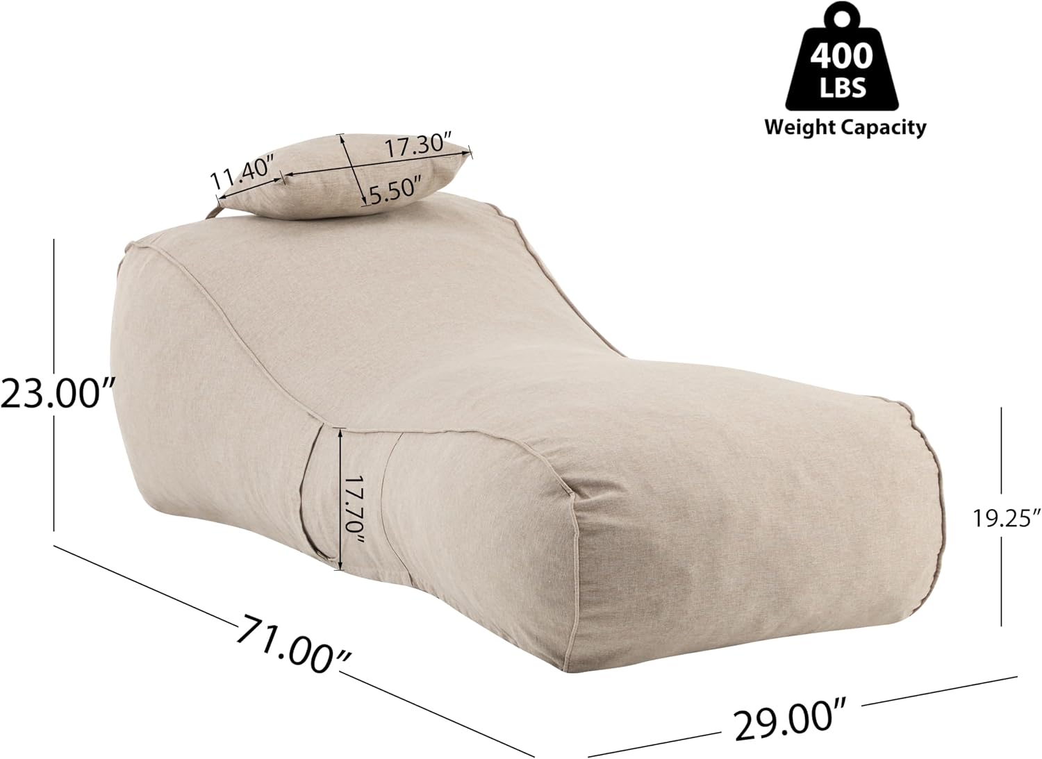 Morton Bean Bag Chair, Fabric  - Kids Outdoor Lounge Chair 评论和价格
