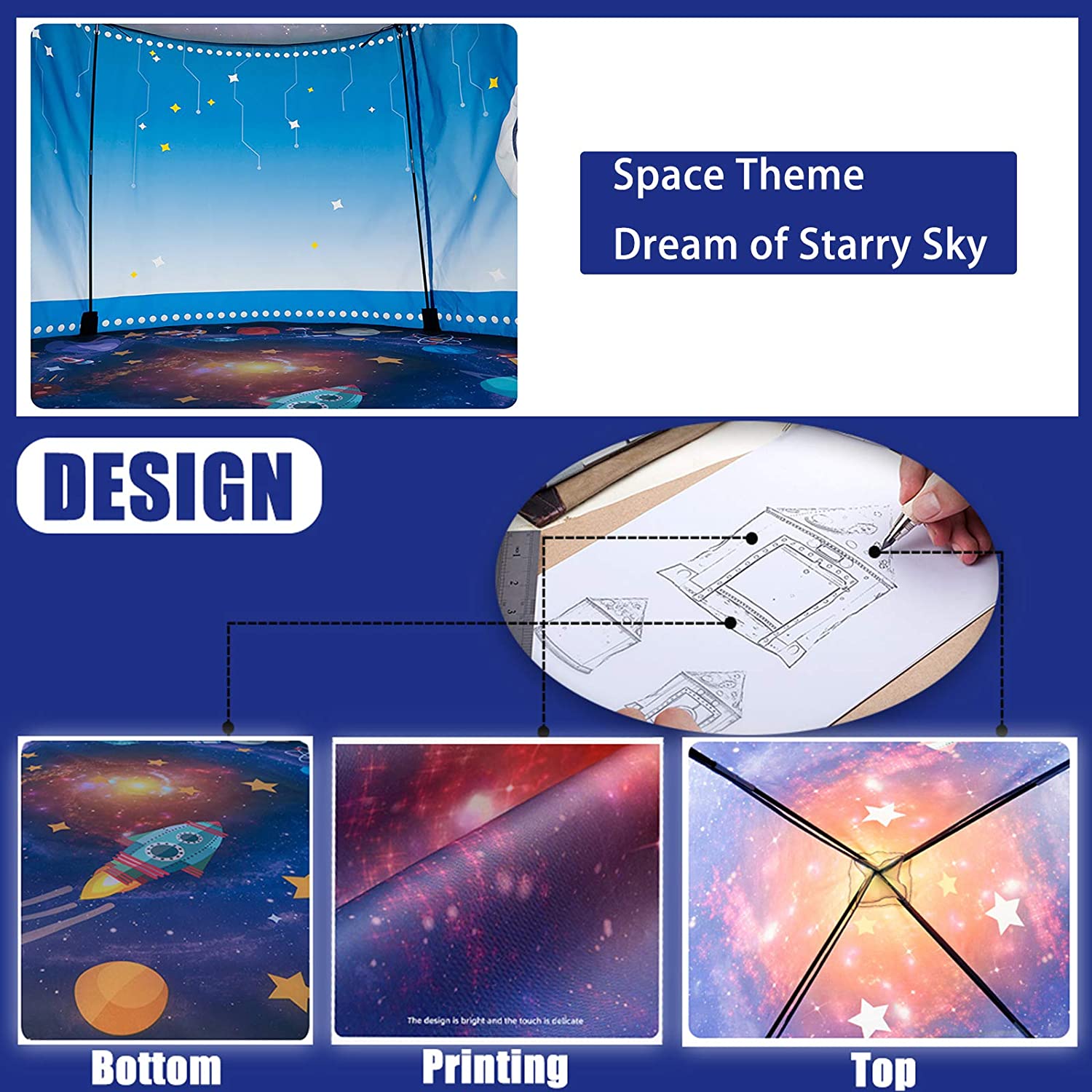 Rocket Ship Kids Tent Pop Up P - Kids Outdoor Teepee 评论和价格