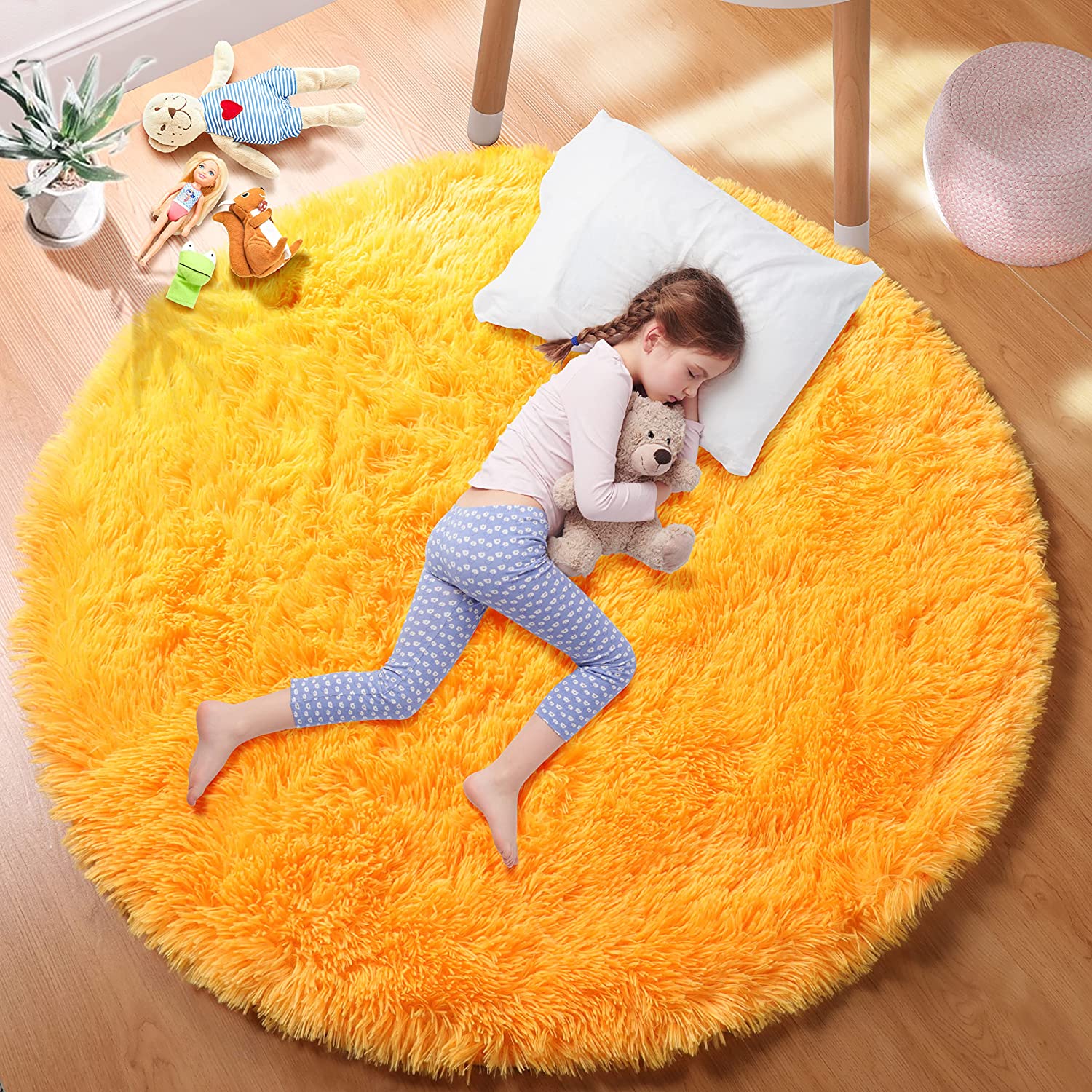 Soft Orange Round Rug Circle R - Kids Outdoor Teepee 评论和价格
