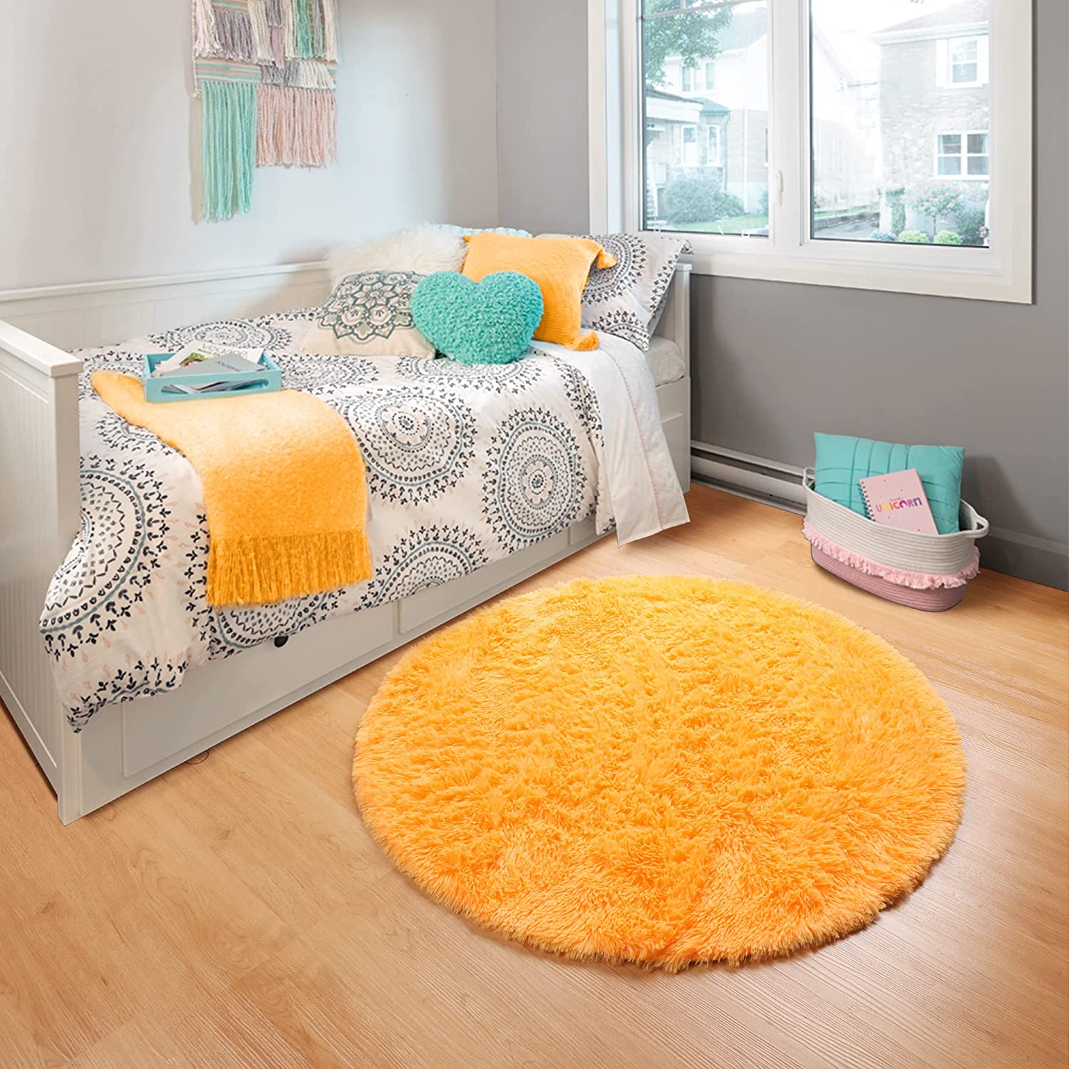 Soft Orange Round Rug Circle R - Kids Outdoor Teepee 评论和价格