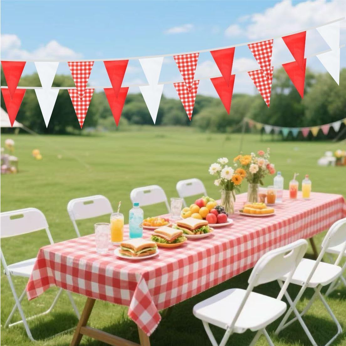 Red and White Banner Triangle  - Kids Outdoor Garden Set 评论和价格